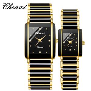 CHENXI 104A 커플 시계 여성과 남성을위한 럭셔리 방수 relojes para damas 손목 시계 시뮬레이션 세라믹 스트랩 선물
