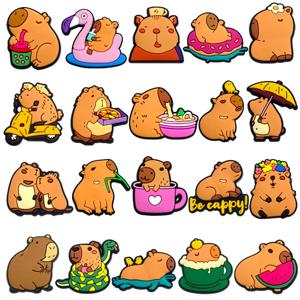 슬라이드 샌들에 대 한 20Pcs Capybara 시리즈 구두 매력, 크리스마스 생일 선물 파티 호의에 대 한 PVC 구두 장식 액세서리