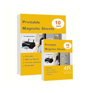 10 Pcs A4/4R 자기 광택 인화지 잉크젯 프린터 용 비 접착 인쇄용 자기 시트 DIY 냉장고 스티커
