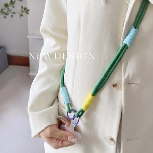 매는 밧줄 크로스 바디 어깨 끈 키 체인 조정 가능한 한국 긴 로프 휴대 전화 액세서리에 대한 교체 패치