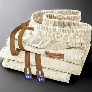 루즈핏 남성용 아이스 실크 스트레이트 레그 캐주얼 스포츠 팬츠 여름 통기성 편안한 속건 롱 트라우저