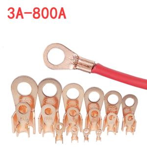 10/50PCS 구리 OT 터미널 비절연 와이어 커넥터 베어 전기 케이블 터미널 러그 배터리 링 압착 터미널 10-400A