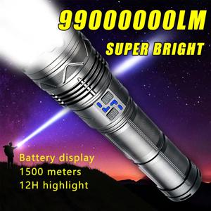 99000000 LM 슈퍼 밝은 LED 손전등 100W GT60 장거리 강력한 토치 Type-c 충전식 야외 손전등 전원 디스플레이