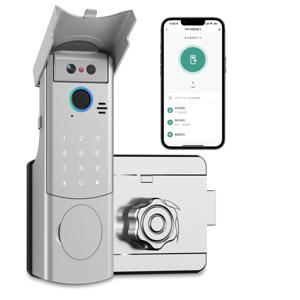 스마트 초인종 및 2개의 스마트 고양이 눈 카메라를 갖춘 얼굴 인식 도어 잠금 장치는 Tuya Smart Life 앱을 통한 시각적 인터콤을 지원합니다.