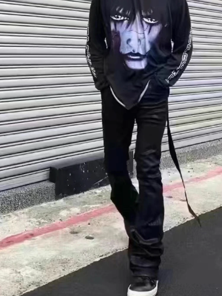 수제 왁스 코팅 슬림핏 플레어 진, 젊고 트렌디한 내구성 좋은 스탠다드 핏 하이웨이스트 버튼 클로저 캐주얼 진