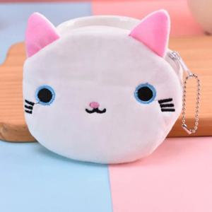만화 고양이 동전 지갑 플러시 지갑 여성 패션 지퍼 미니 키 변경 학생 보관 지갑