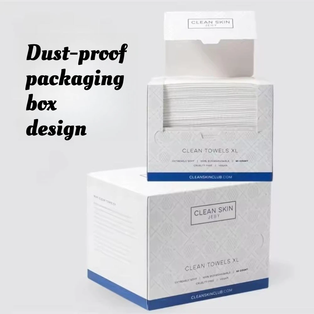 50개/박스 얼굴 클렌징 타월 두꺼운 대형 사이즈 얼굴 타월 모든 피부 타입에 적합한 일회용 메이크업 제거용 페이셜 와이프