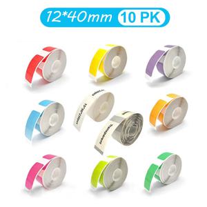 12*40mm 컬러 투명 열전사 스티커 롤 0.47*1.57인치 자가 접착 라벨 테이프 종이 이름표 분류 메모 P12 P15 D30