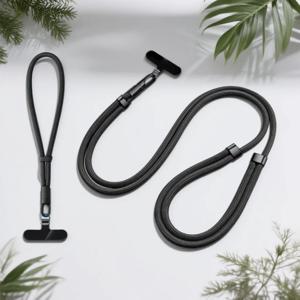 조절 가능한 자동 잠금 분실 방지 휴대폰 스트랩, 짧은 손목 스트랩과 긴 목 스트랩 포함, 카드 수납 가능