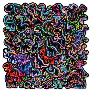 10/30/50pcs 어린이를위한 네온 스타일 동물 공룡 스티커 DIY Scrapbooking 수하물 전화 케이스 귀여운 만화 장식 스티커 선물