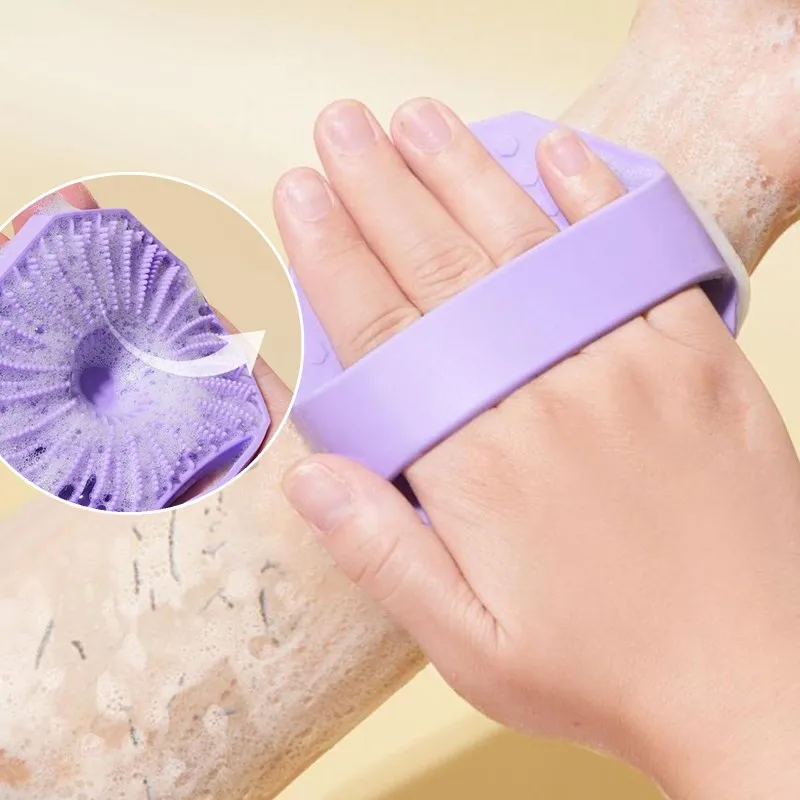 1개 소프트 실리콘 각질 제거 브러시 클렌저 수동 바디 클렌징 스크러버 샤워 부드러운 마사지 브러시 욕실 액세서리