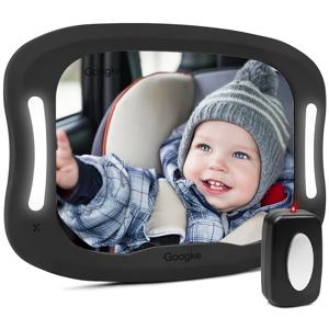 리모컨이 있는 아기 자동차 거울 부드러운 LED 조명 파손 방지 아크릴 아기 자동차 거울