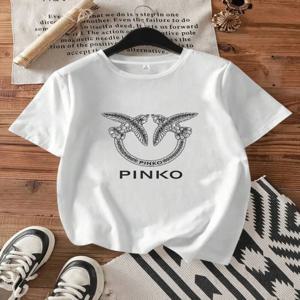 【12081】만화 패턴 크루넥 여성 티셔츠 반팔 패션 프린트 반소매 탑 스트레치 티셔츠