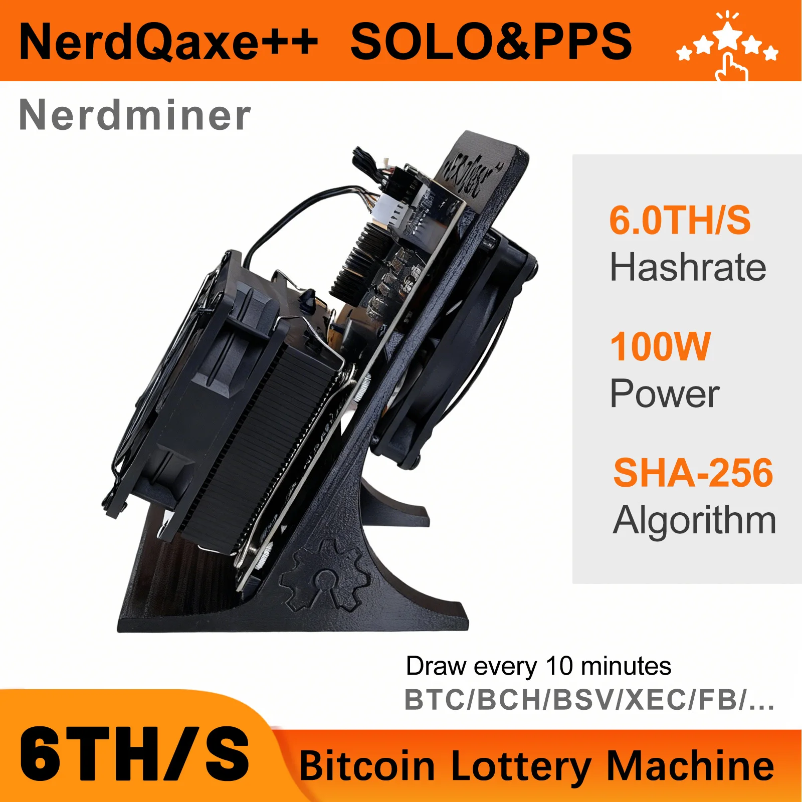 2026 최신 Bitaxe NerdQaxe++ 6TH/s 비트코인 ​​채굴기 SHA-256 저전력 솔로 BTC 채굴기(PSU WiFi 포함)