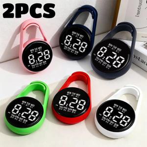 2PC LED 전자 교수형 시계 원형 방수 포켓 시계 빛나는 물방울 모양 교수형 시계 실용적인 어린이 선물