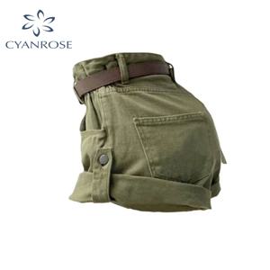 여성용 그린 카고 데님 반바지, 하이 웨이스트 스트리트웨어, 캐주얼 반바지, 한국 하라주쿠 빈티지 진 반바지, 2023, Y2k, 여름