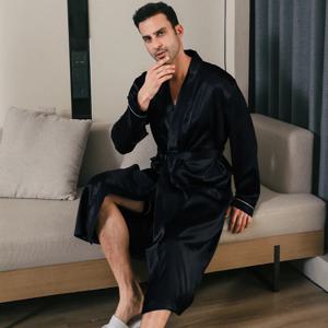남성용 용수철 가을 실크 얇은 스타일 파자마 오버사이즈 긴팔 목욕 가운 아이스 실크 목욕 가운 가정 의류 여름