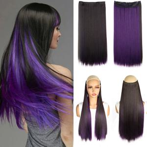 WIGSIN 합성 60cm 5 클립 헤어 하이라이트 염색 여성용 헤어 익스텐션의 다채로운 긴 스트레이트 헤어 피스