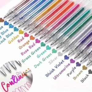 8-60 세트 메탈릭 글리터 젤펜 1.0mm 컬러 볼펜 북카드 오래 지속되는 글쓰기 그리기 마킹 색칠하기 DIY 예술