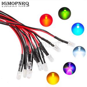 10PCS 12V 24V 3V-6V 5mm 물 맑은 LED 다이오드 빨간색 녹색 파란색 노란색 주황색 흰색 RGB 사전 배선 20cm 케이블