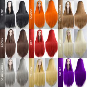 합성 로리타 코스프레 가발 금발 파란색 빨간색 분홍색 녹색 보라색 머리 코스프레 파티용 100CM 롱 스트레이트 가발 여성용