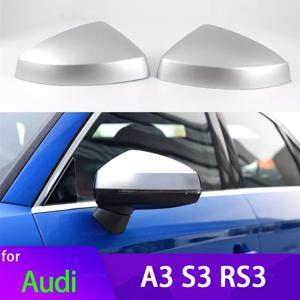 아우디 A3 S3 RS4 8V 해치백 스포츠백 살롱 카브리올레 E-트론 2013-20 교체용 실버 사이드 윙 미러 커버 캡 카본