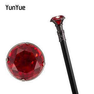 여성용 레드 다이아몬드 타입 실버 워킹 지팡이, 우아한 패션, 장식 지팡이, 빈티지 코스프레 크로시에 손잡이 지팡이