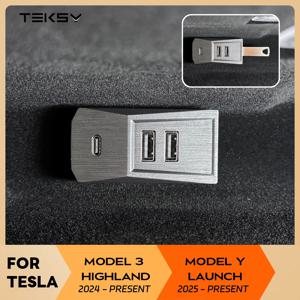 Tesla New Model Y Launch Juniper 2025 Model 3 Highland 2024 Type-C 포트 디지털 디스플레이 분배기 도킹 용 글러브 박스 USB 허브