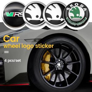 4PCS 56 60mm 자동차 스타일링 휠 센터 허브 캡 림 커버 배지 엠블럼 스티커 Skoda Rapid Octavia A5 RS Kodiaq Fabia A7 2022