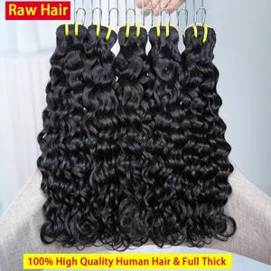 베트남산 천연 생모 웨이브 헤어 번들, 탄력 있는 버마산 곱슬머리 번들, 붙임머리 풀헤드