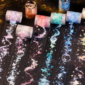 미스터 페이퍼 200cm/롤 나비 그림자 시리즈 쉘 글로우 장식 테이프 핸드북 DIY 캘린더 프레임 컵 다이어리 재료 스티커