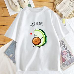임신 발표 티셔츠 여성 남성 재미 있은 아보카도 아빠 Papacado Mamacado 티셔츠 여름 코튼 반팔 여성 의류