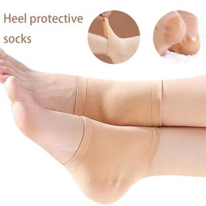 블랙/누드 힐 보호 메쉬 젤 실리콘 힐 삭스 발 보호대 보습 방지 마모 방지 갈라짐 방지 하프 삭스 힐 커버