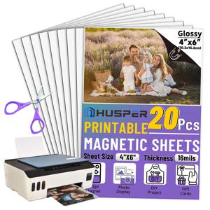 10/20장 4R 인쇄 가능한 광택 자석지 방수 잉크젯 인쇄 16밀 유연한 자석 사진 용지 DIY 공예용