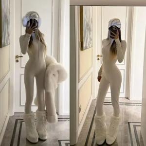 가을 겨울 여성용 바디콘 점프수트 - 긴 소매, 슬림 핏, 핫 걸 스타일, 직장 및 일상 착용에 완벽