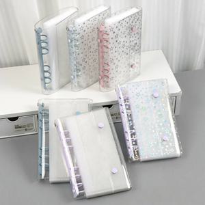A6 사이즈 저렴한 바인더 커버 투명 글리터 PVC 바인더 리필 가능 노트북 사진 앨범 정리 플래너 폴더