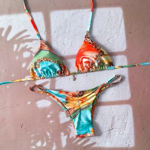 마이크로 비키니 여성 수영복 투피스 수영복 여성 수영복 2026 섹시 레오파드 푸쉬업 끈 비키니 세트 비치웨어 여름