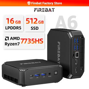FIREBAT A6 미니PC AMD R7 7735HS 듀얼 밴드 WiFi6 BT5.2 16GB LPDDR5 RAM 512GB SSD 윈도우 11 데스크탑 게이밍 컴퓨터 미니 PC