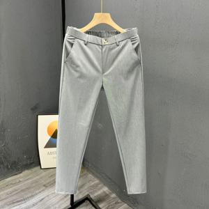 남성 의류 비즈니스 캐주얼 올 매치 세트 바지, 포멀 스트레치 솔리드 스트레이트 슬림 바지, 여름 패션