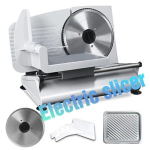 전기 슬라이서 200W고기 슬라이서 십대 잠금 보호 이동식 스테인레스 스틸 블레이드 식품 캐리지 조절 가능한 두께 1.2 ~ 6