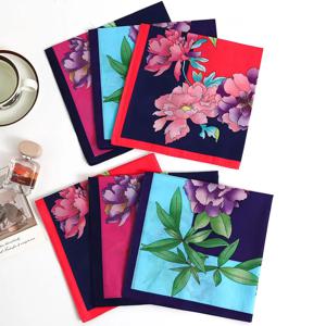 3Pcs 여성의 순수 코 튼 꽃 손수건 얇은 부드럽고 편안한 흡수성 땀 수건 핸드 선물 43cm