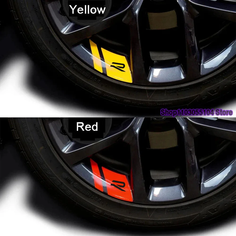 폭스 바겐 폭스 바겐 R 라인 골프 8 비틀 Scirocco Passat Sharan Tiguan Jetta Trunk 용 6pcs 반사 자동차 휠 림 스티커