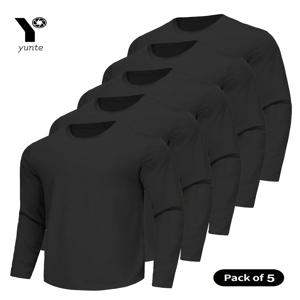 남성용 스포츠 긴팔 블랙 라운드넥 셔츠, 속건성 상의, 피트니스 운동복, 캐주얼 아웃도어 운동복, 바디샵