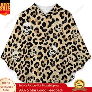 아늑한 플란넬 담요 스웨터, 어린이와 청소년을 위한 포켓이 있는 표범 해골 오버사이즈 후드티