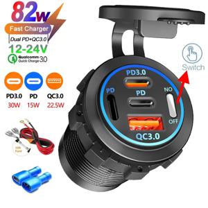 2/3/4 포트 PD QC 3.0 USB 차량용 충전기 볼트미터 소켓 전원 어댑터 방수 12V/24V 차량 ATV 보트용 핫 세일