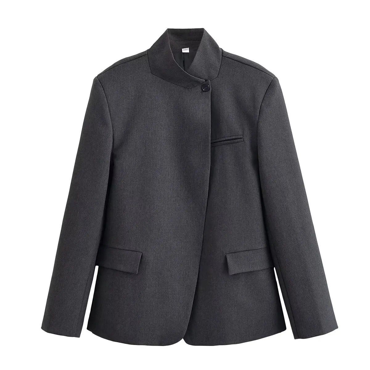 AOMO 패션 여성 솔리드 디자이너 블레이저 사이드 버튼 포켓 긴 소매 여성 우아한 정장 QN24