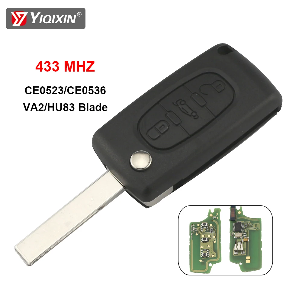 푸조 206 207 208 307 308 407 607 807 시트로엥 C2 C3 C4 C5 Berlingo Xsara 3 버튼 HU83/VA2 용 원격 자동차 키 뒤집기
