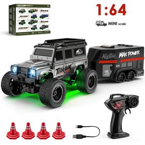 1:64 원격 조종 오프로드 차량 2.4G 미니 데스크탑 원격 조종 장난감 자동차-견인 박스 포함 어린이 휴일 선물