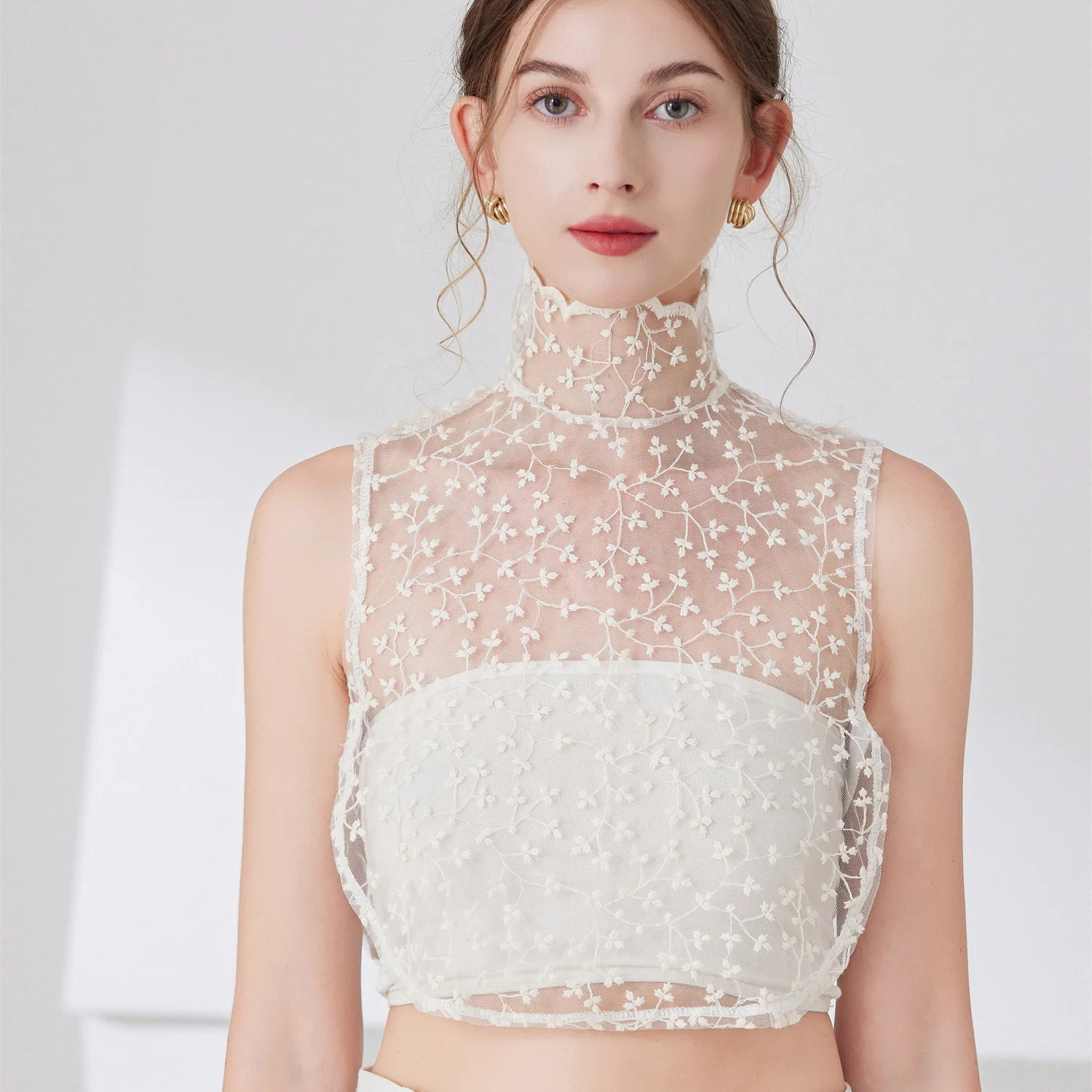 새로운 즉시 아름다운 소녀 꽃잎 레이스 가짜 칼라 장난스럽고 귀여운 순수 코튼 칼라 셔츠 넥타이