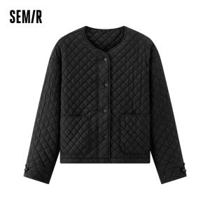 세미르 여성용 패딩 재킷, 다이아몬드 무늬 이너 레이어, 루즈핏 캐주얼 2025 겨울 여성용 드로스트링 경량 코튼 재킷